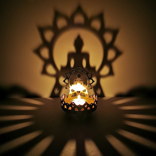Photophore Bouddha en métal