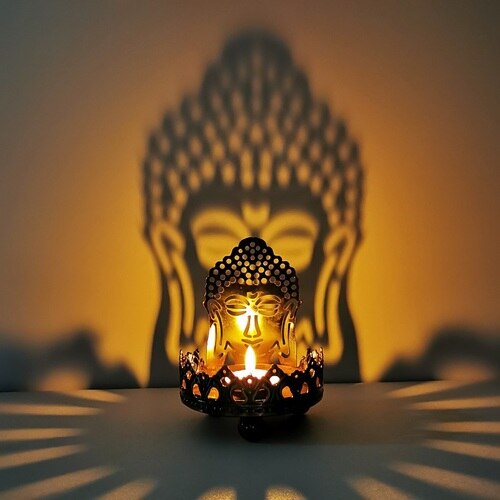 Photophore Bouddha en métal