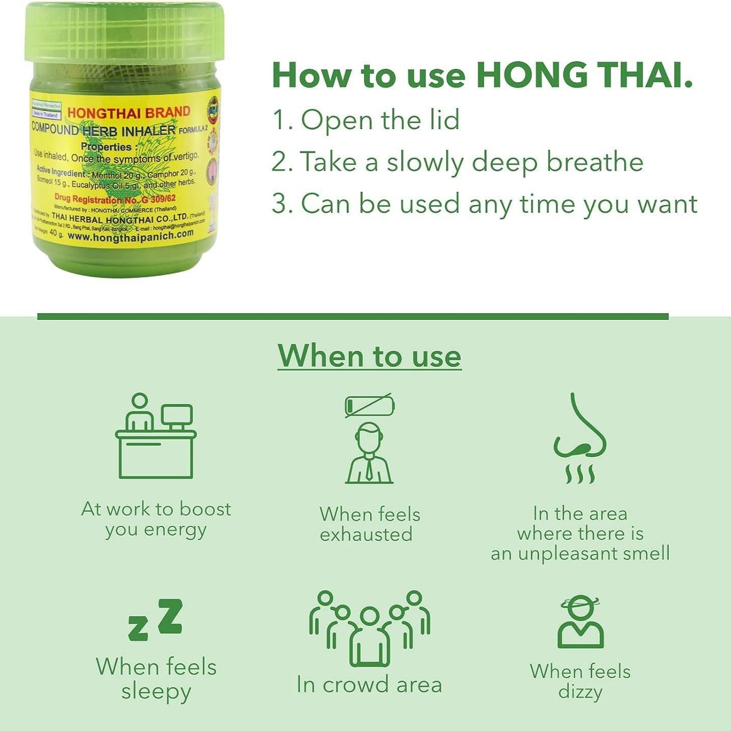 Inhalateur nasal Thaî rafraichissant