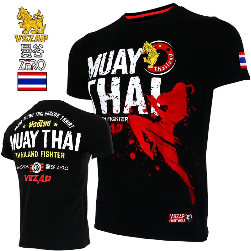 T-shirt Muay Thaï VSZAP Thailand Fighter Noir Rouge