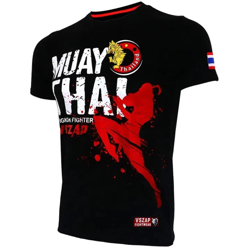 T-shirt Muay Thaï VSZAP Thailand Fighter Noir Rouge