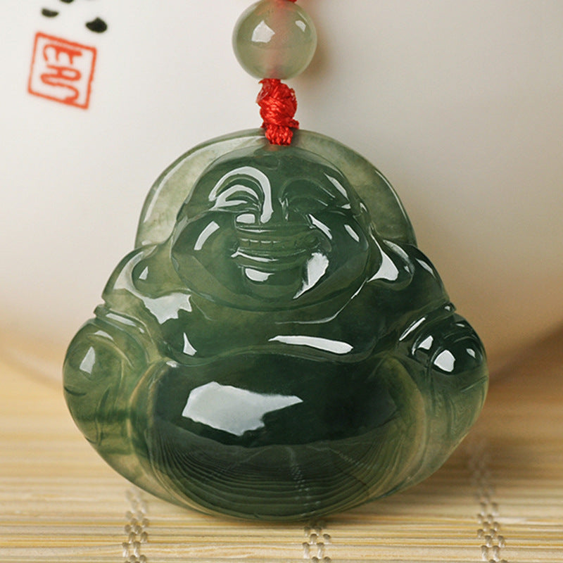 Pendentif Bouddha Maitreya en Jade Naturel